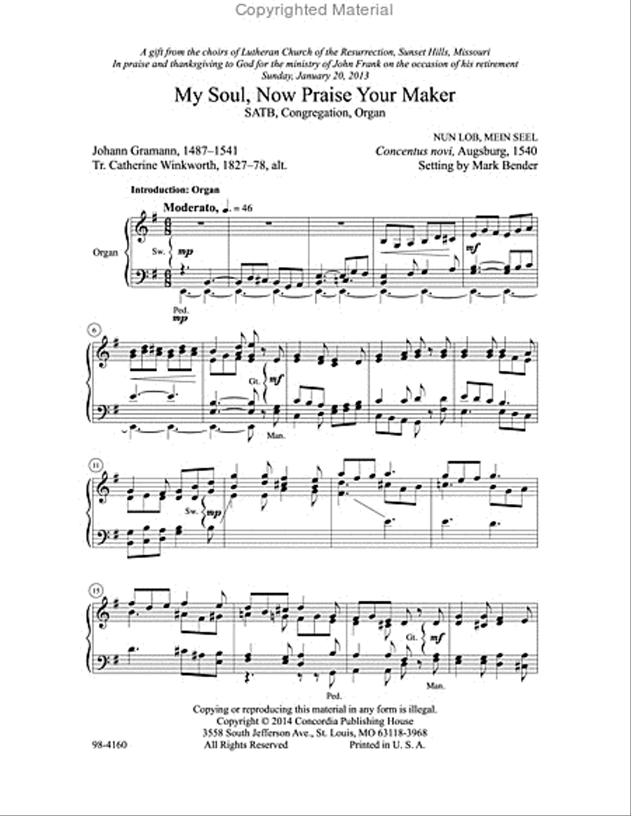 My Soul, Now Praise Your Maker 4-Part scores gallery preview page 2