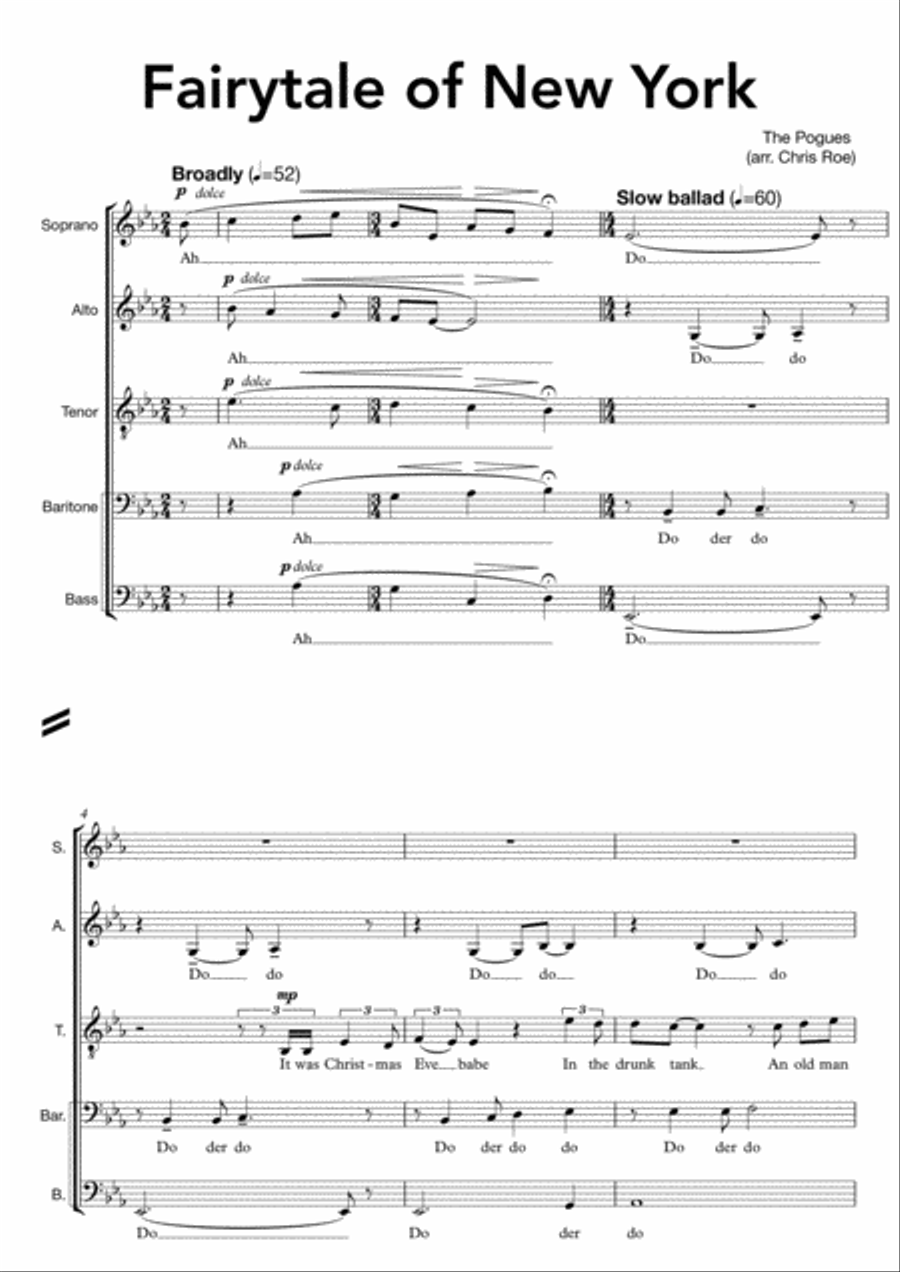 Fairytale Of New York 4-Part scores gallery preview page 1