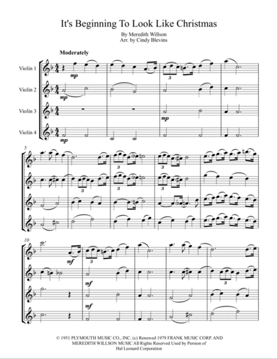 It's Beginning To Look Like Christmas String Quartet scores gallery preview page 2