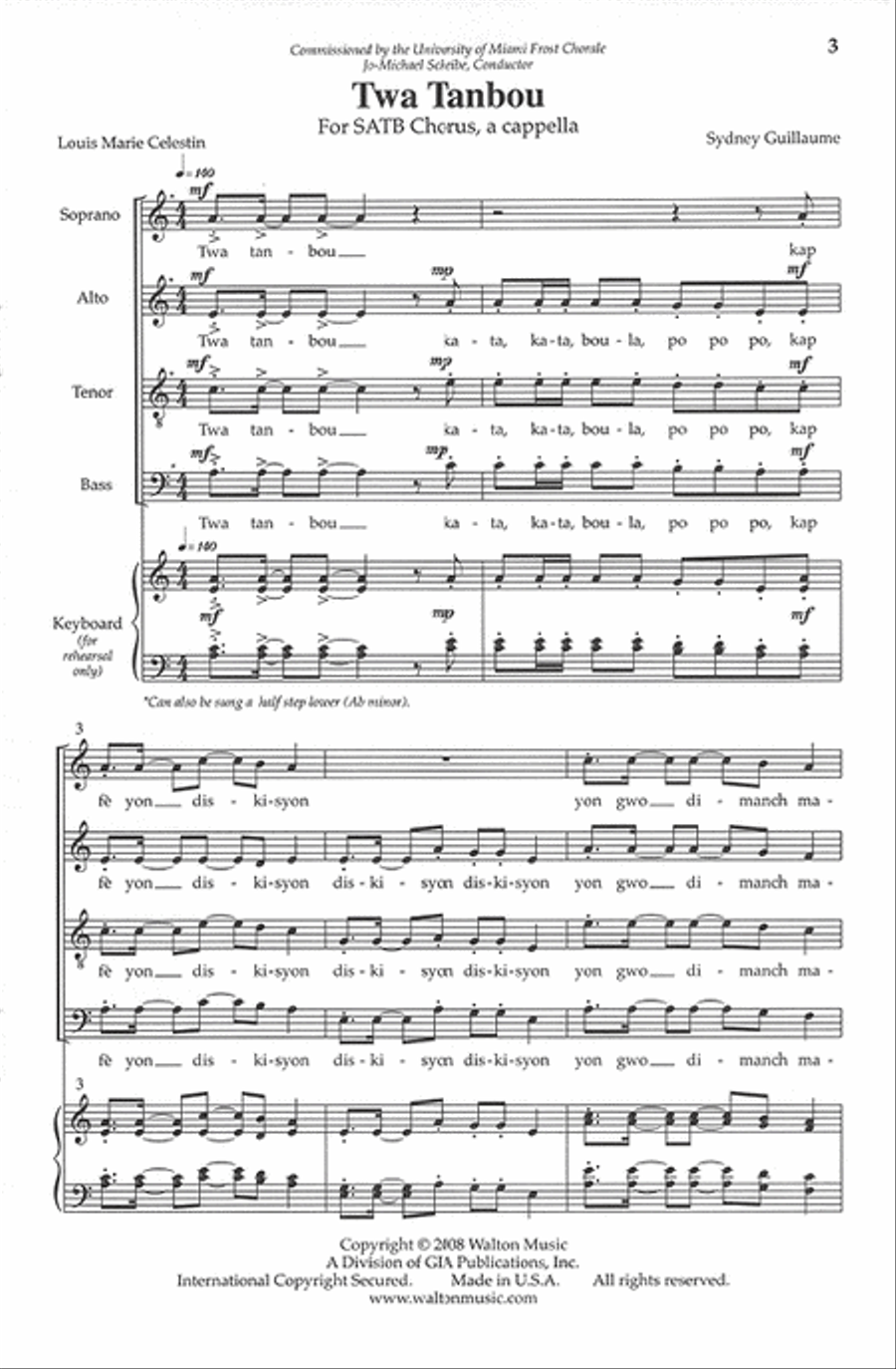 Twa Tanbou 4-Part scores gallery preview page 2