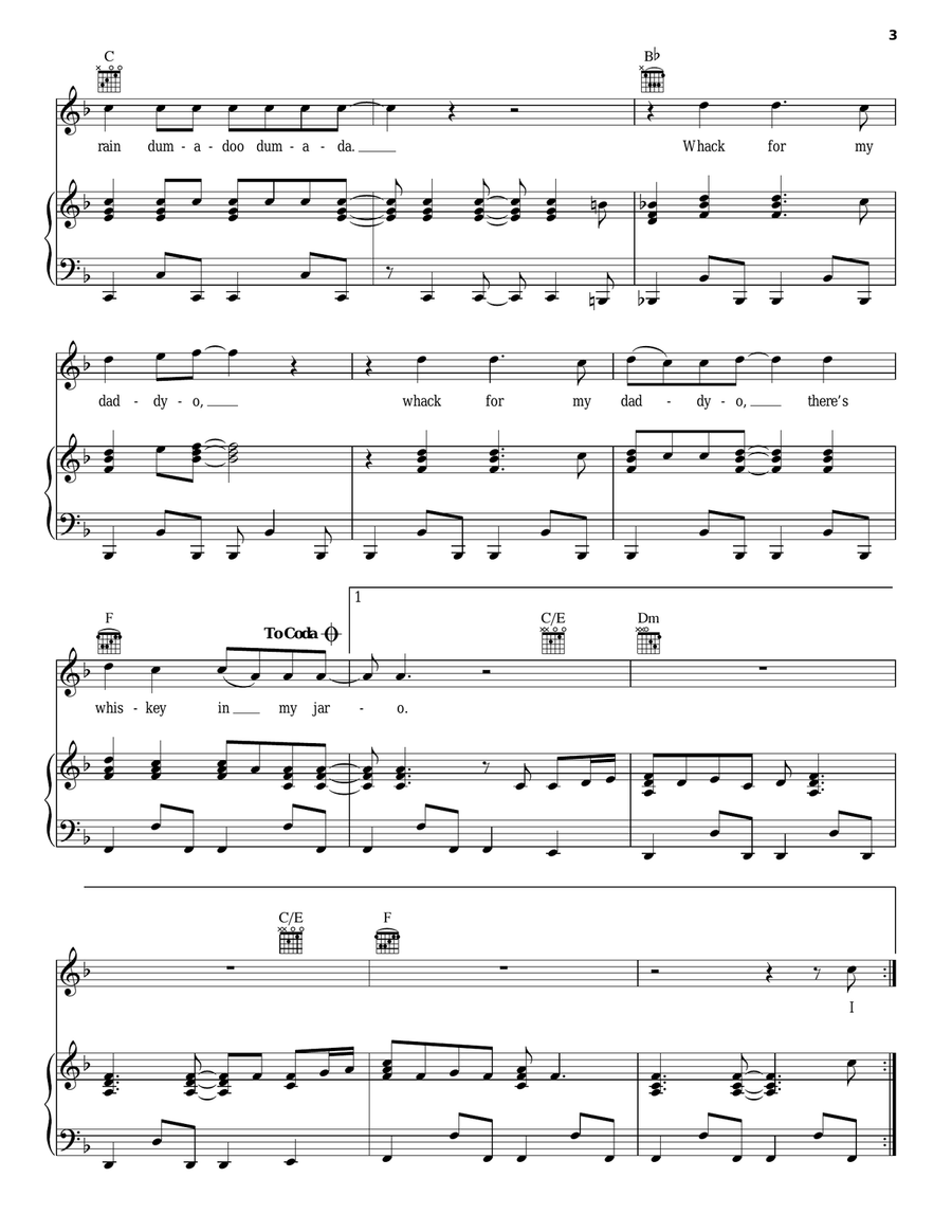 Whiskey In The Jar Piano, Vocal, Guitar scores gallery preview page 3