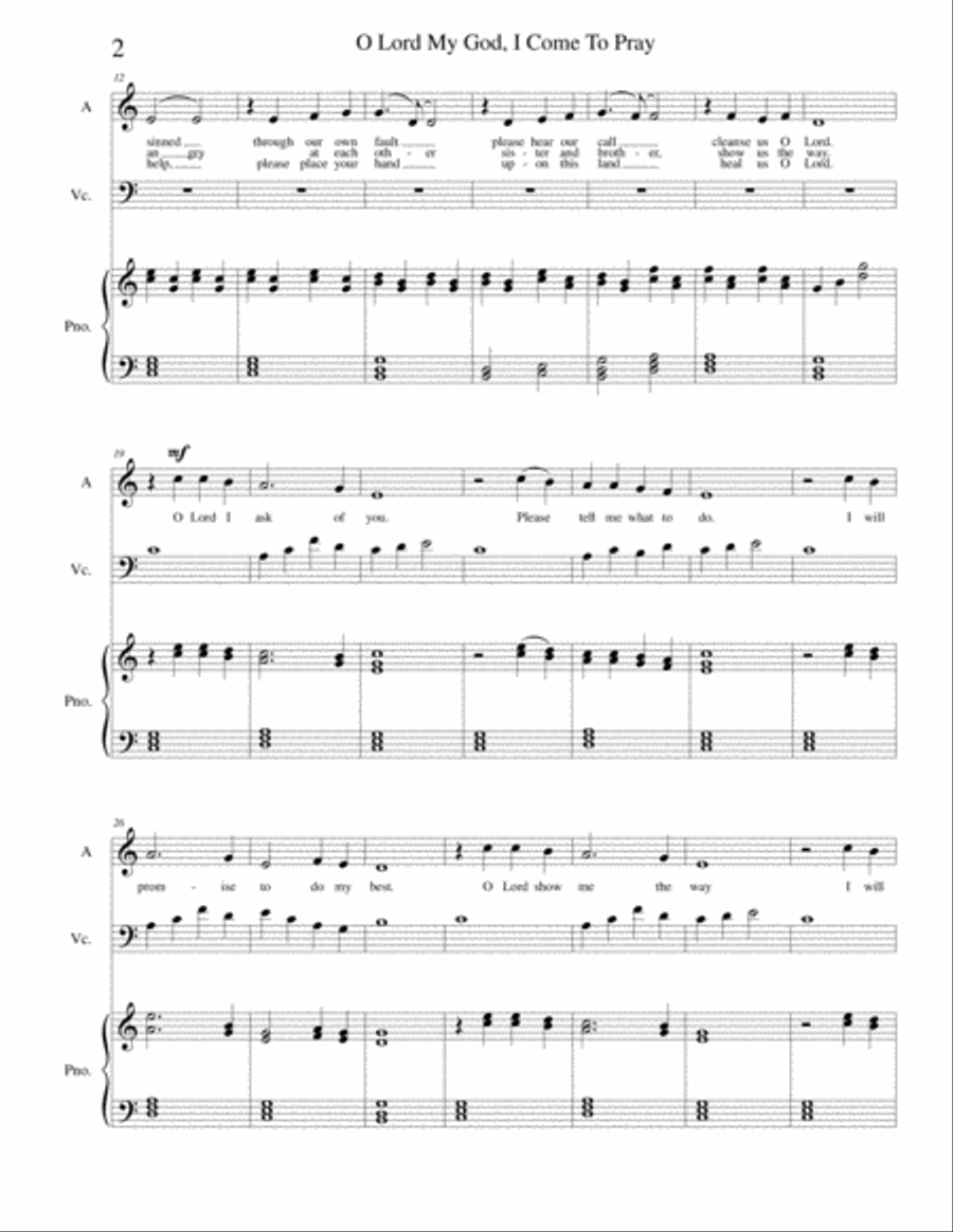 O Lord My God, I Come To Pray - pandemic prayer 2020 Piano, Vocal, Guitar scores gallery preview page 2