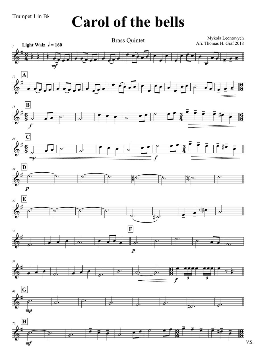 Carol of the Bells - Pentatonix style - Brass Quintet Brass Quintet scores gallery preview page 5