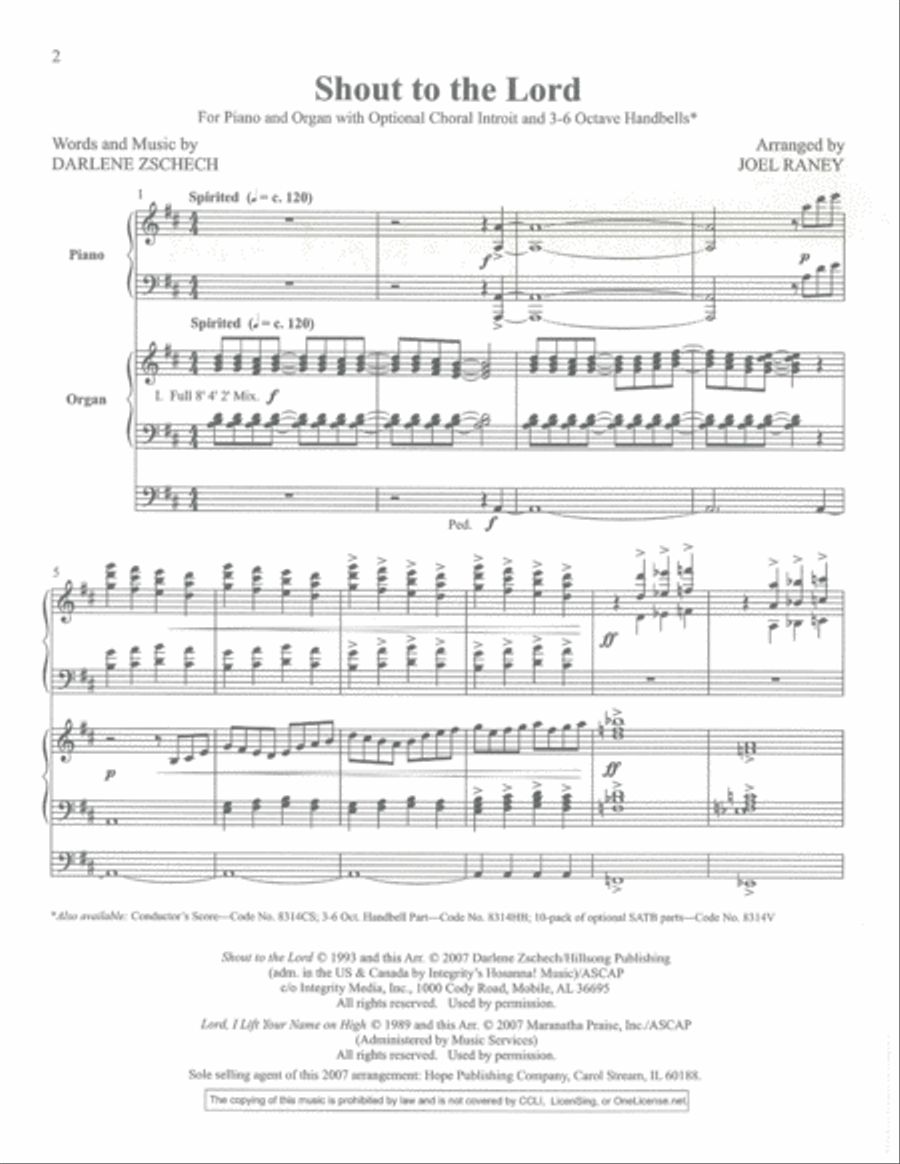 Shout to the Lord Organ scores gallery preview page 3