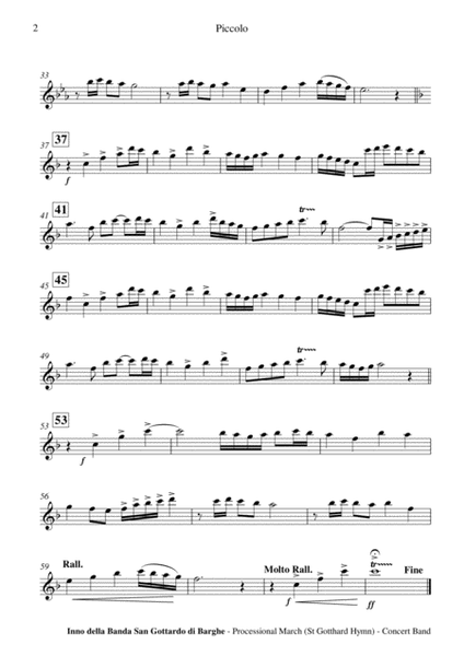 Inno della Banda San Gottardo di Barghe (Processional March)- Concert Band Score and Parts PDF image number null