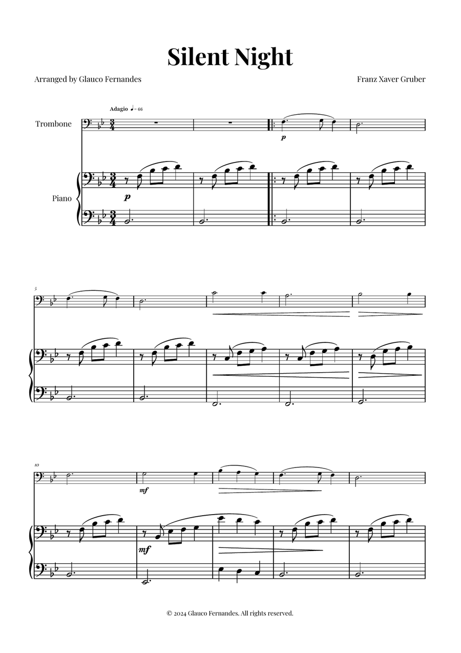 Silent Night | BEAUTIFUL Arrangement Piano scores gallery preview page 1
