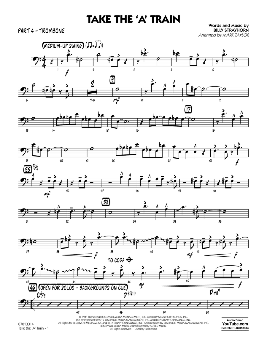 Take The 'A' Train (arr. Mark Taylor) - Part 4 - Trombone