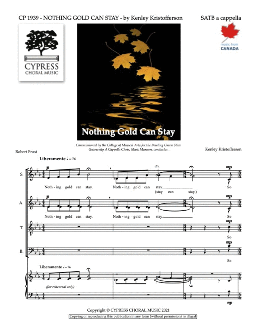 Nothing Gold Can Stay 4-Part scores gallery preview page 1