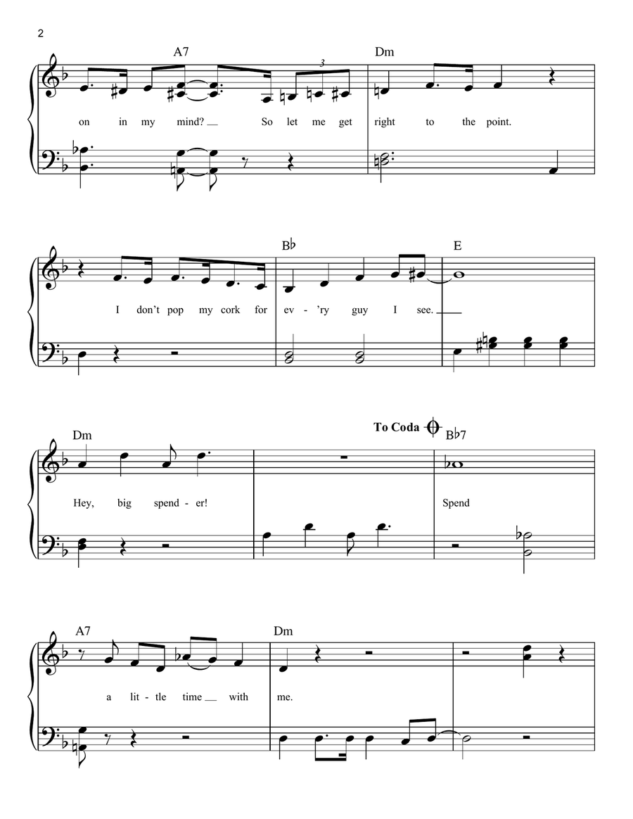 Big Spender Easy Piano scores gallery preview page 2