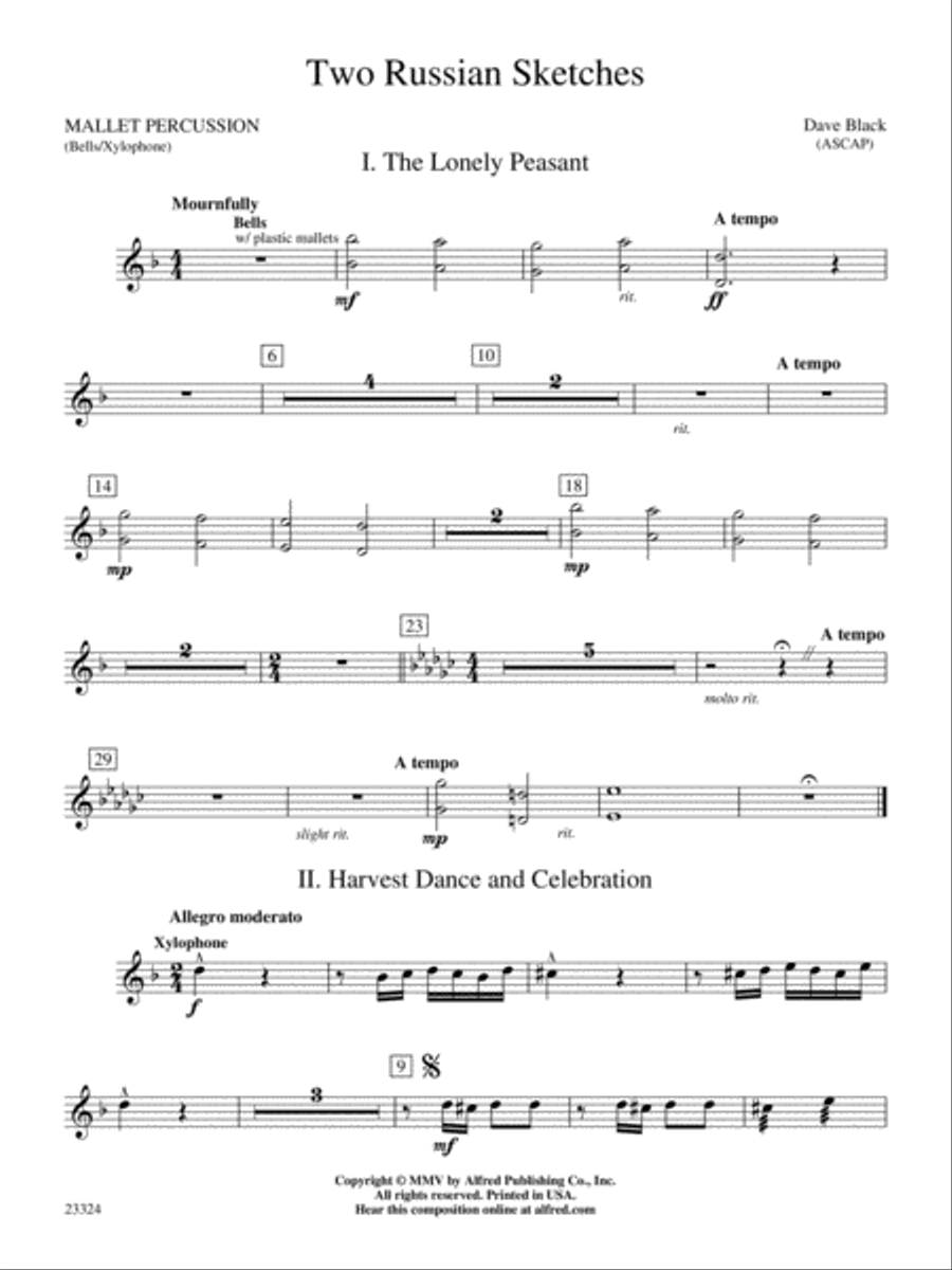 Two Russian Sketches: Mallets Concert Band scores gallery preview page 1