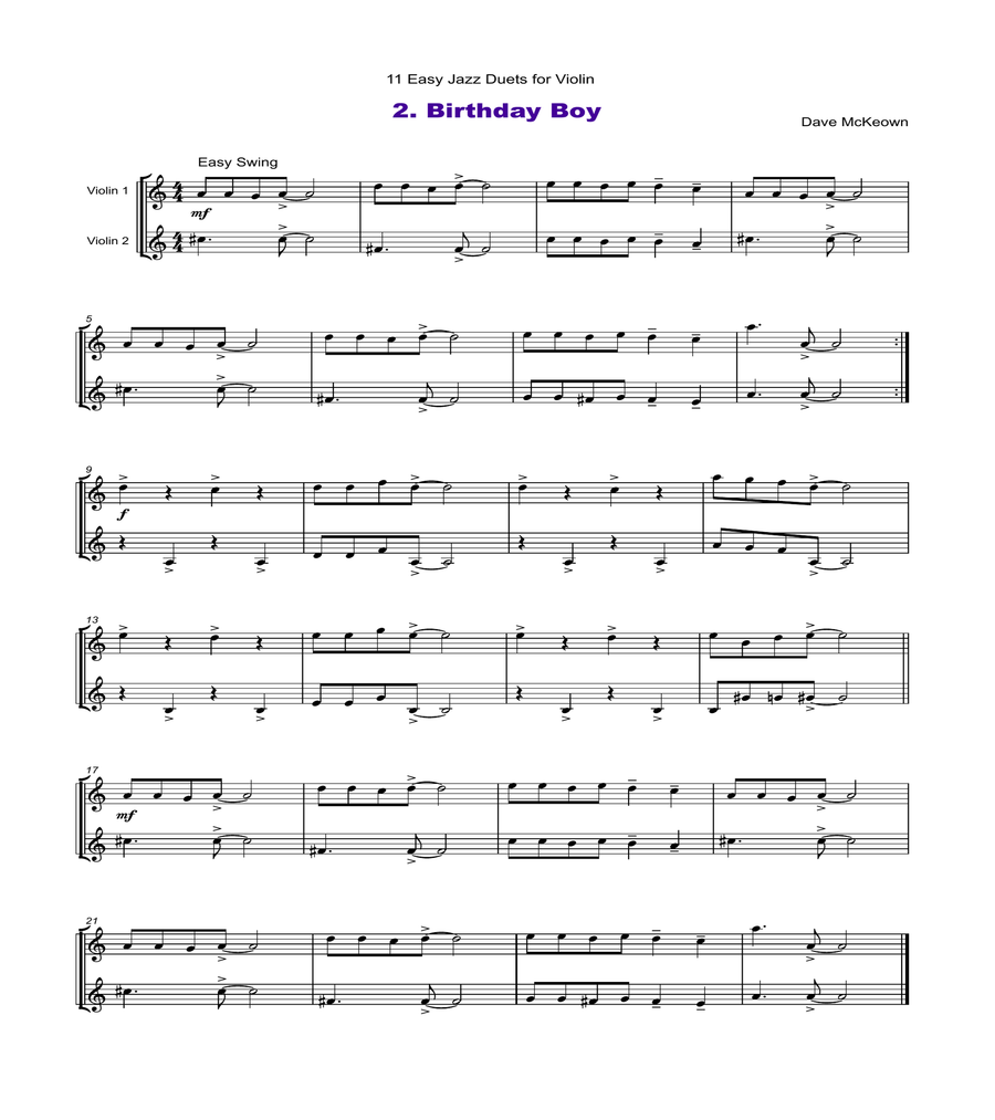 11 Easy Jazz Duets for Violin image number null
