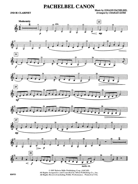 Pachelbel Canon: 2nd B-flat Clarinet