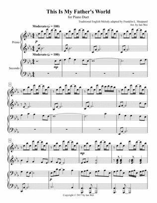 This Is My Father's World for Piano Duet