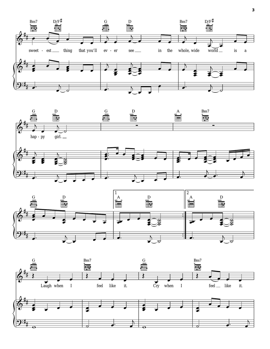 Happy Girl Happy Girl Piano, Vocal, Guitar scores gallery preview page 3