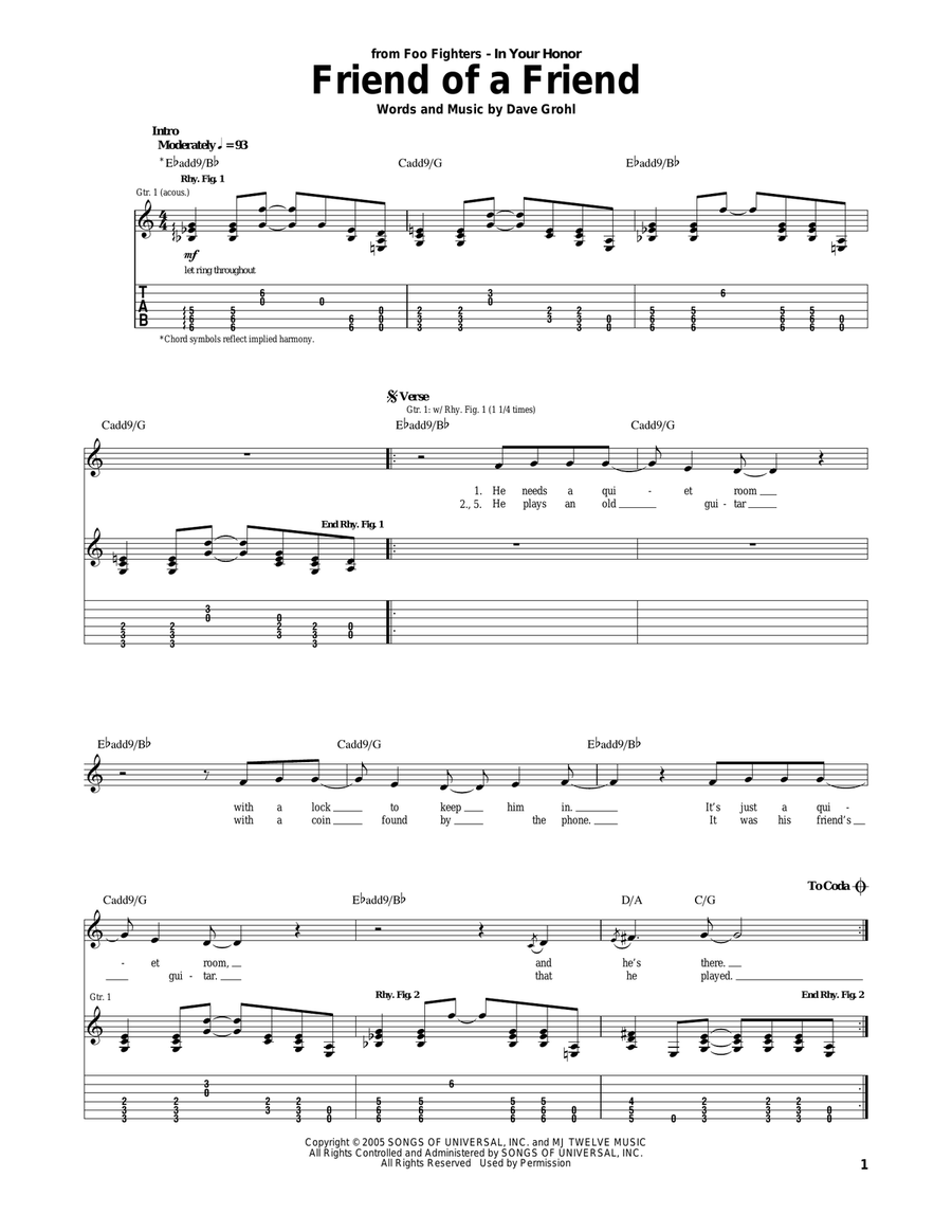 Friend Of A Friend Acoustic Guitar scores gallery preview page 1
