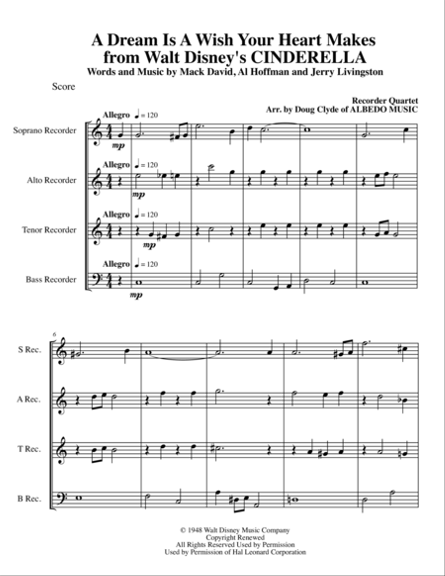A Dream Is A Wish Your Heart Makes Small Ensemble scores gallery preview page 1