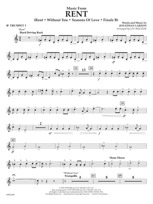Music from Rent (arr. Jay Bocook) - Bb Trumpet 3