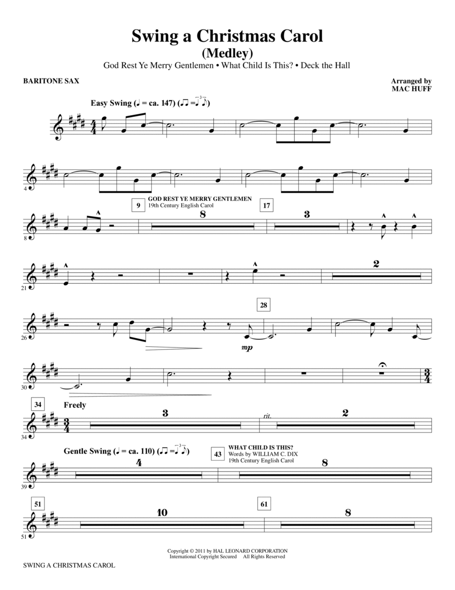 Swing A Christmas Carol (Medley) - Baritone Saxophone Choir scores gallery preview page 1