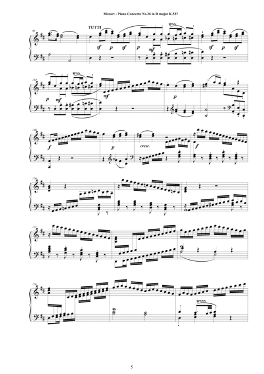 Mozart - Piano Concerto No.26 in D major 'Coronation' K.537 - Piano Version Piano Solo scores gallery preview page 5