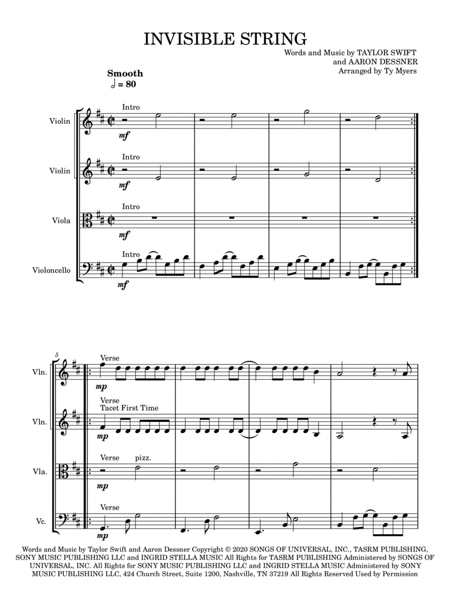 Invisible String String Quartet scores gallery preview page 1