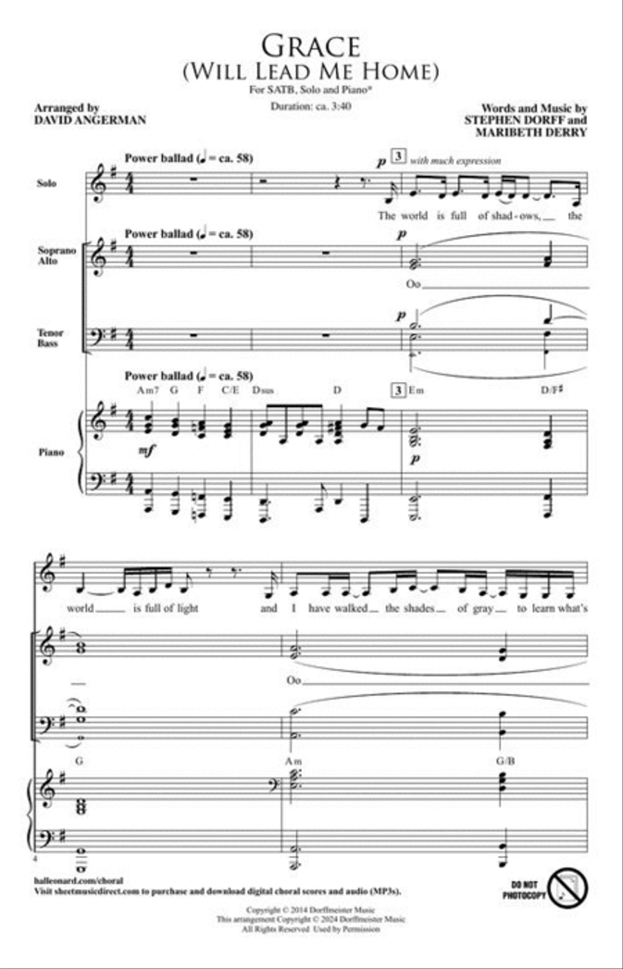 Grace (Will Lead Me Home) 4-Part scores gallery preview page 3
