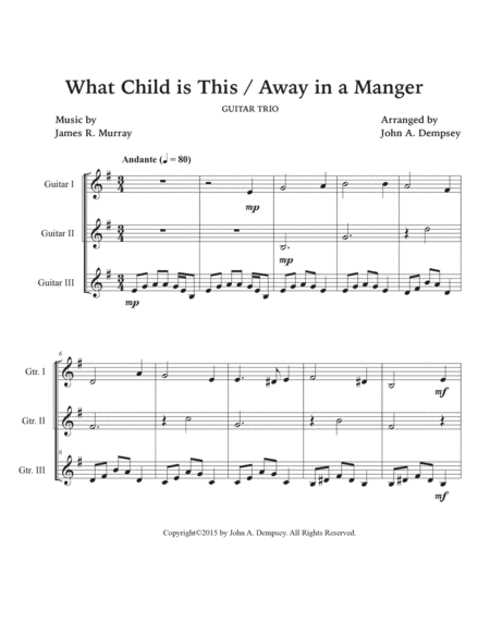 Christmas Medley (What Child is This / Away in a Manger): Guitar Trio image number null