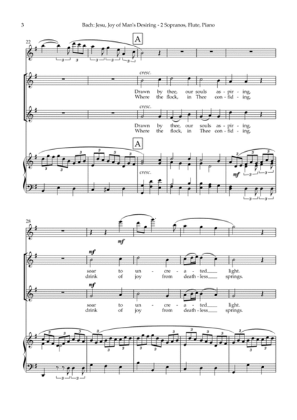 Jesu, Joy of Man's Desiring - SS choir, Flute, Piano image number null