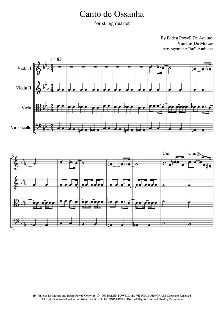 Canto De Ossanha String Quartet scores gallery preview page 2