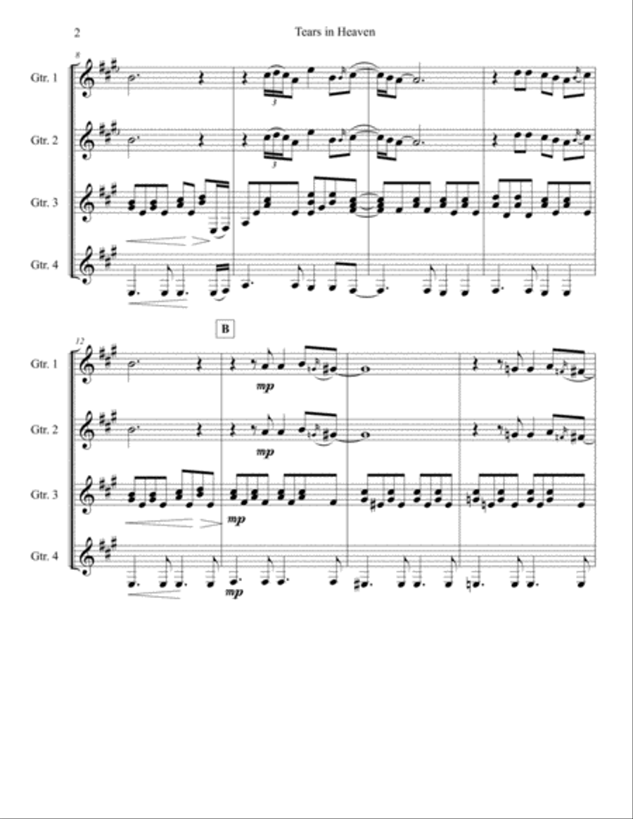 Tears In Heaven Guitar Ensemble scores gallery preview page 3