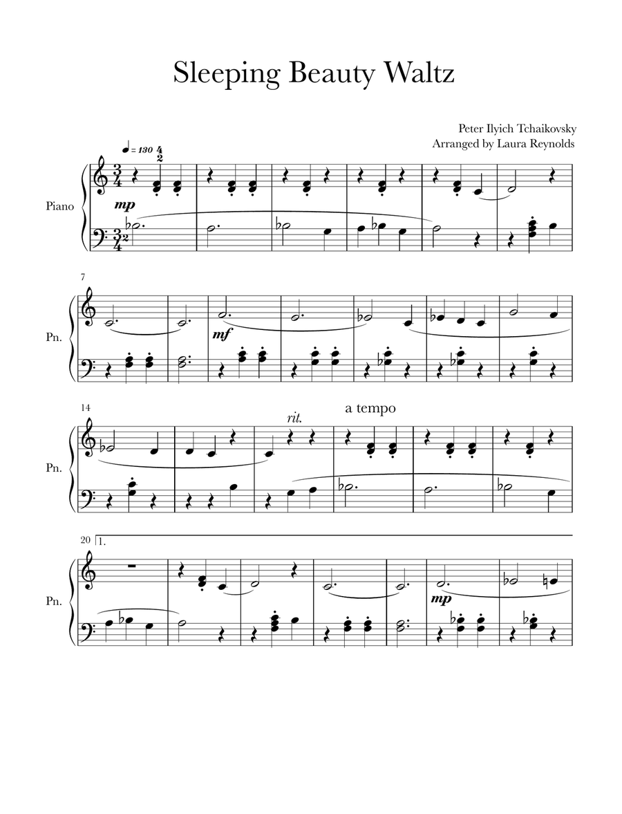 Sleeping Beauty Waltz - Easy Beginner Piano, Vocal scores gallery preview page 1