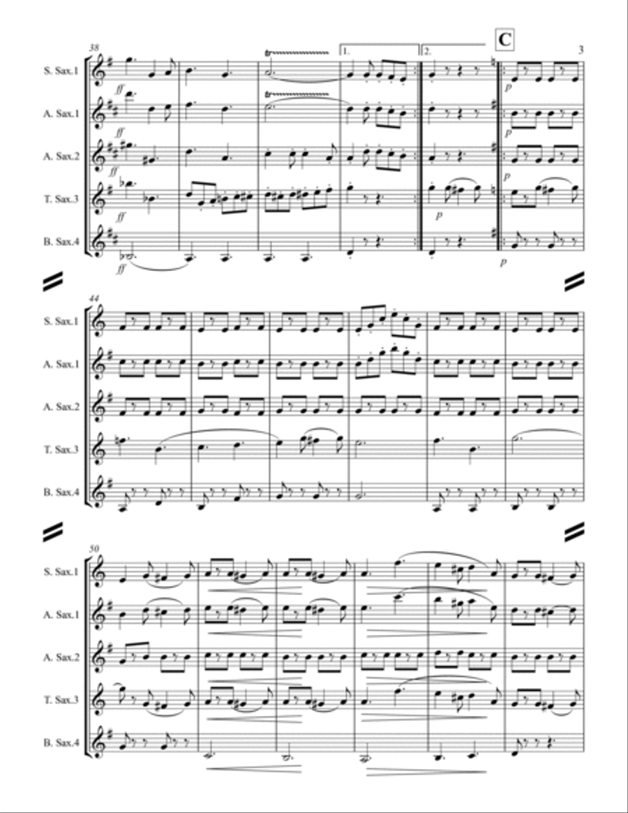 March - Washington Post March (for Saxophone Quartet SATB or AATB) Saxophone Quartet scores gallery preview page 4