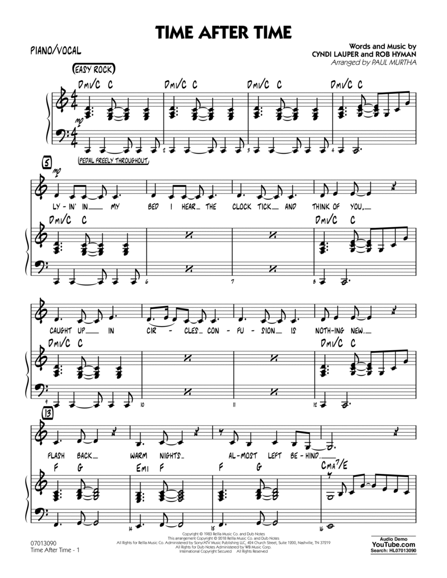 Time After Time - Piano/Vocal Voice scores gallery preview page 1