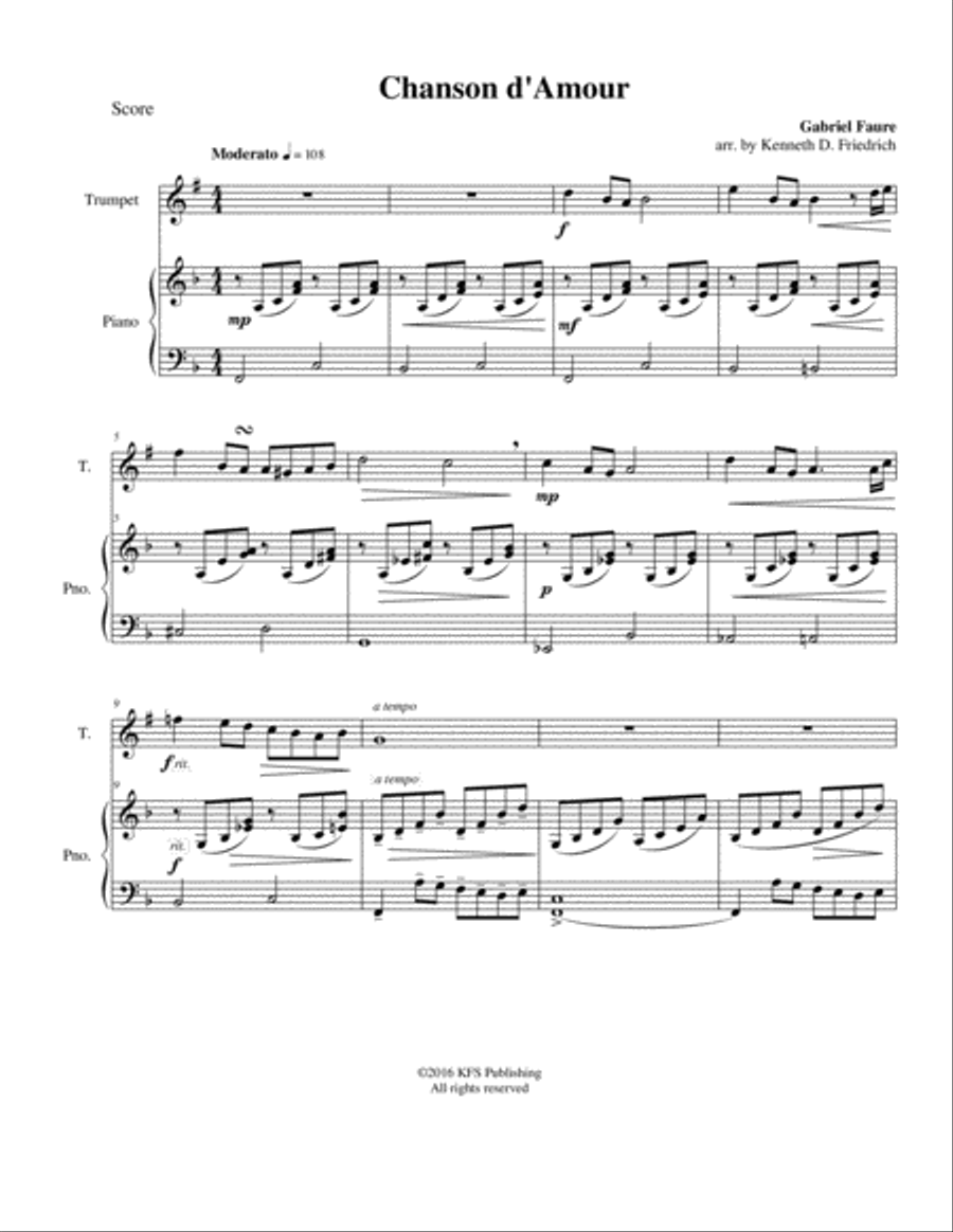 Chanson d'Amour Chanson d'Amour Trumpet Solo scores gallery preview page 1