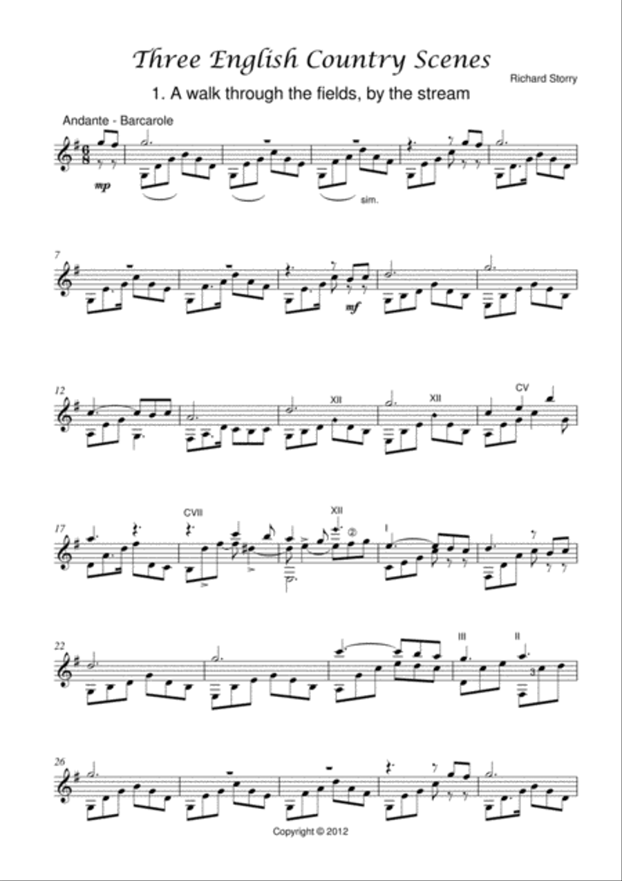 Three English Country Scenes Electric Guitar scores gallery preview page 1