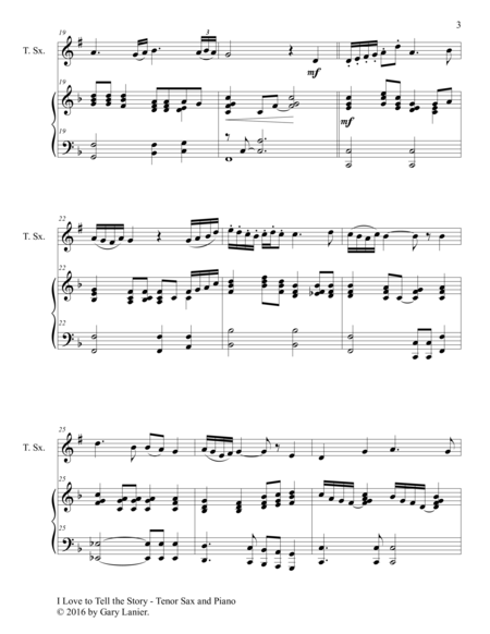 Gary Lanier: 3 BEAUTIFUL HYMNS, Set V (Duets for Tenor Sax & Piano) image number null