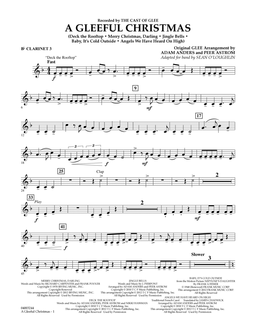 A Gleeful Christmas - Bb Clarinet 3 Concert Band scores gallery preview page 1