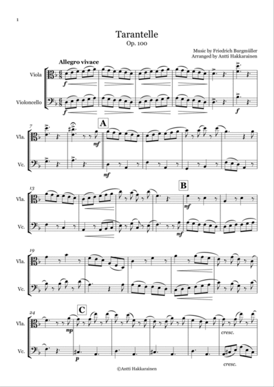 Tarantelle Op. 100 - Viola & Cello Duet String Duet scores gallery preview page 2