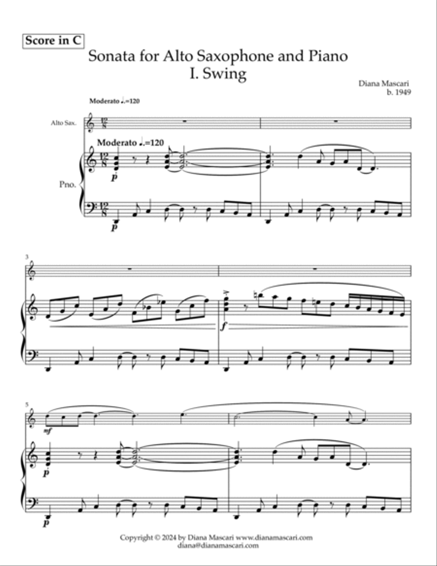 Sonata for Alto Saxophone and Piano Chamber Music scores gallery preview page 2