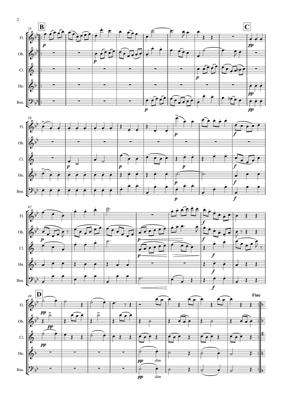 Elgar: Four Dances for Wind Quintet - wind quintet Woodwind Quintet scores gallery preview page 2