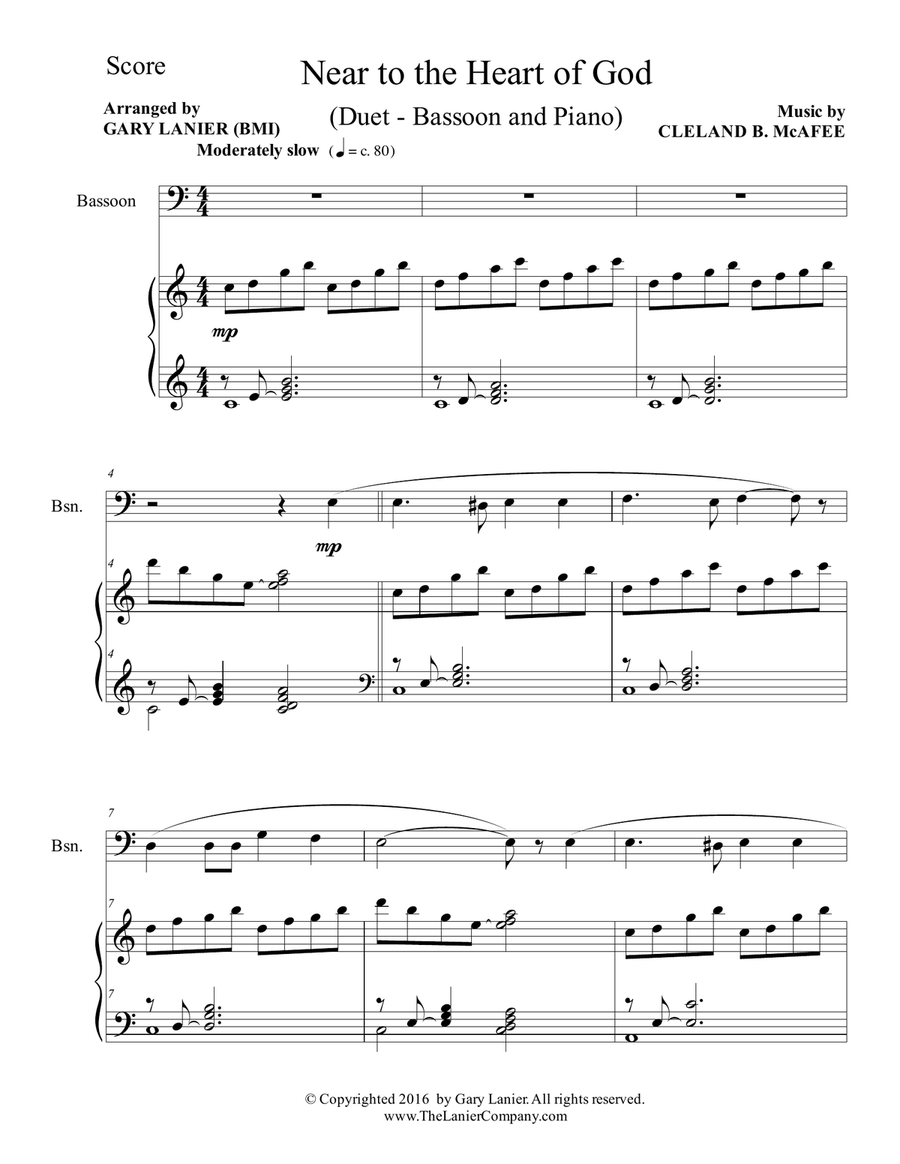 NEAR TO THE HEART OF GOD (Duet – Bassoon & Piano with Score/Part) Bassoon Solo scores gallery preview page 2