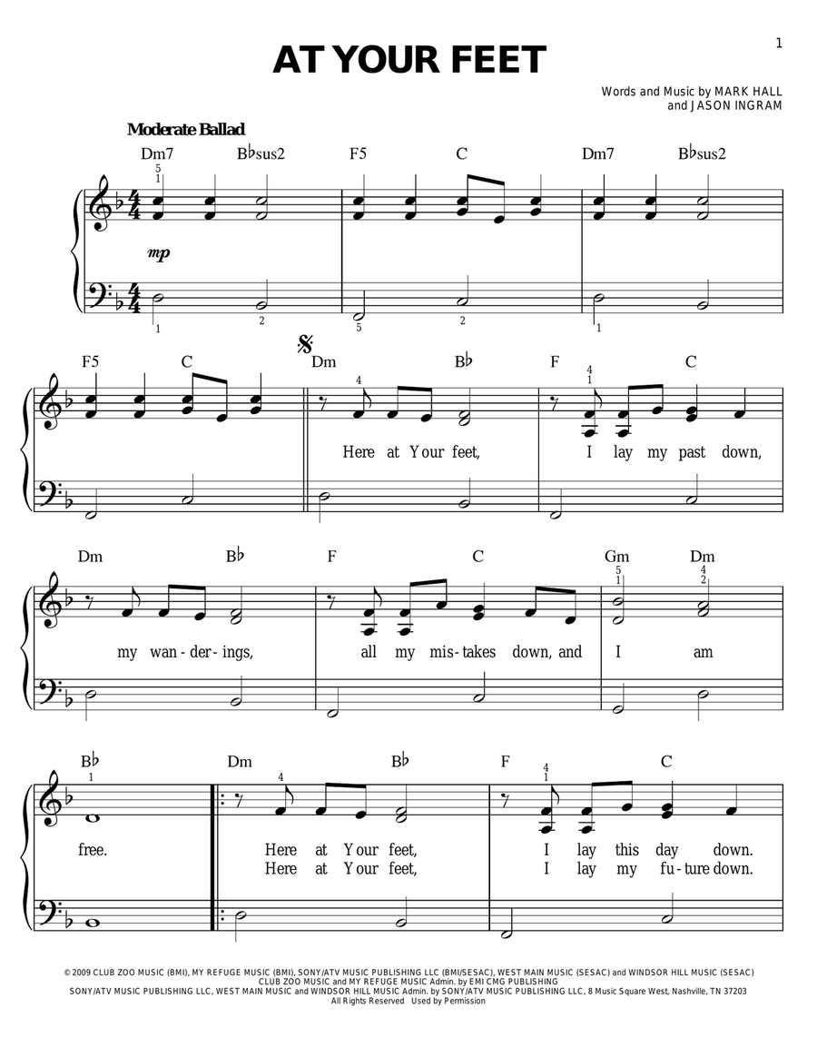 At Your Feet At Your Feet Easy Piano scores gallery preview page 1