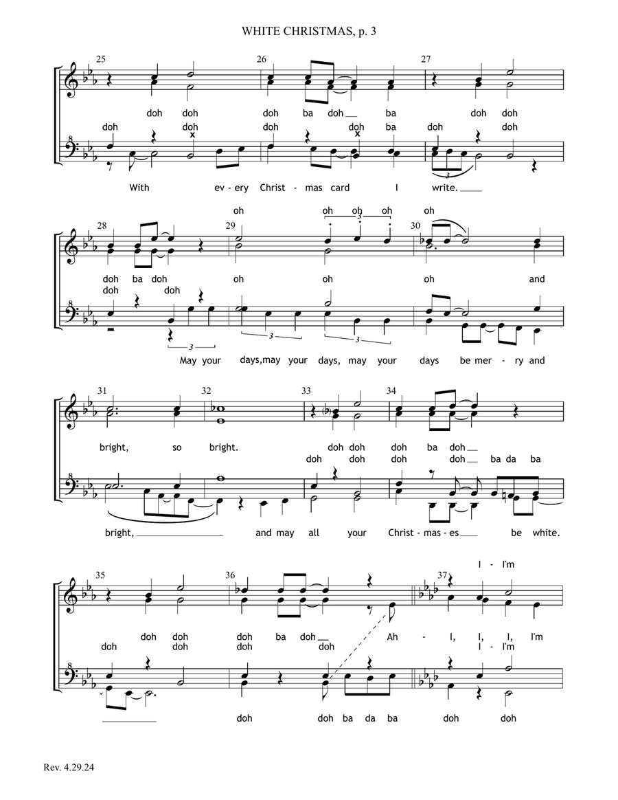 White Christmas by Bing Crosby - SSAA - Digital Sheet Music