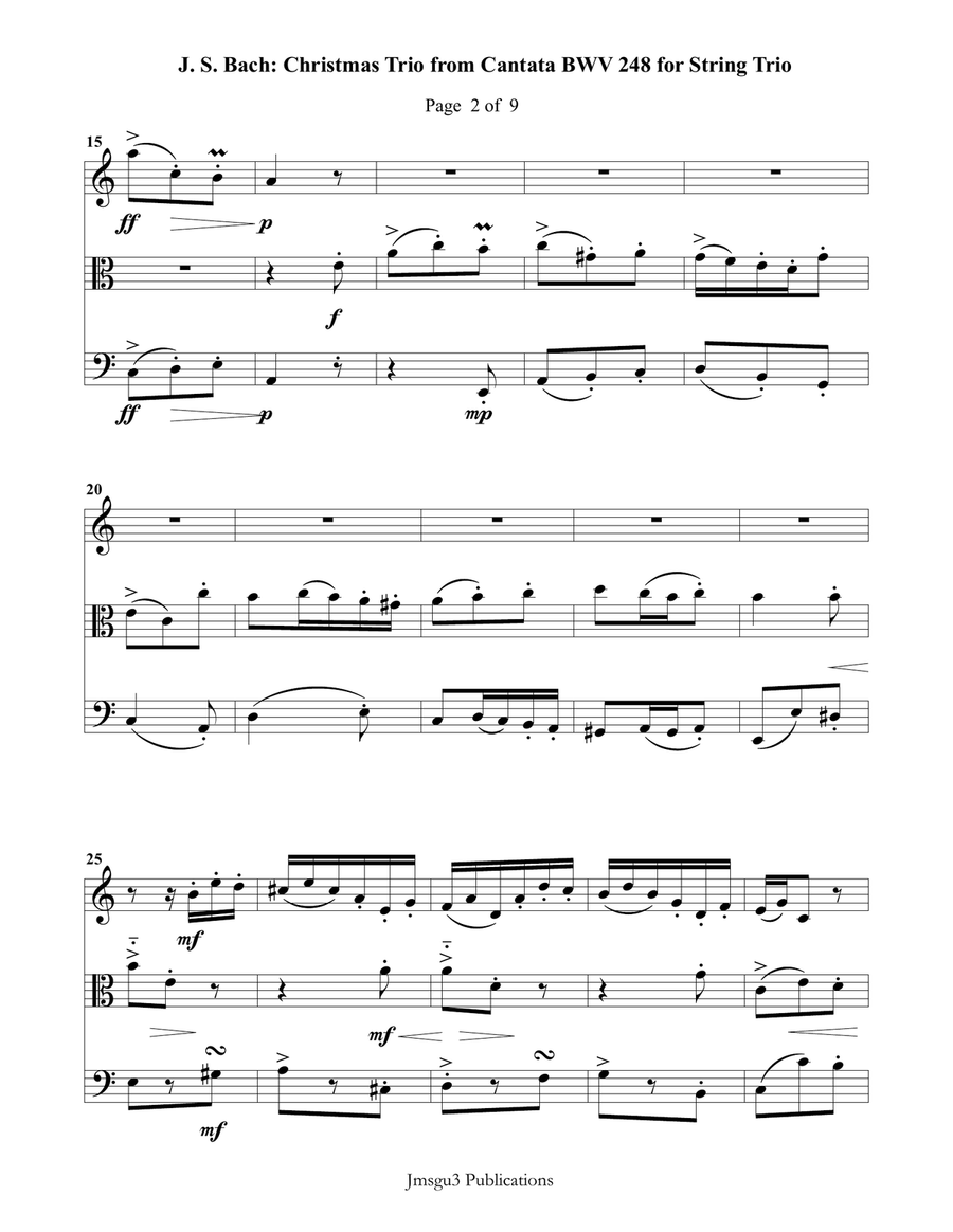 Bach: Christmas Trio for String Trio String Trio scores gallery preview page 2