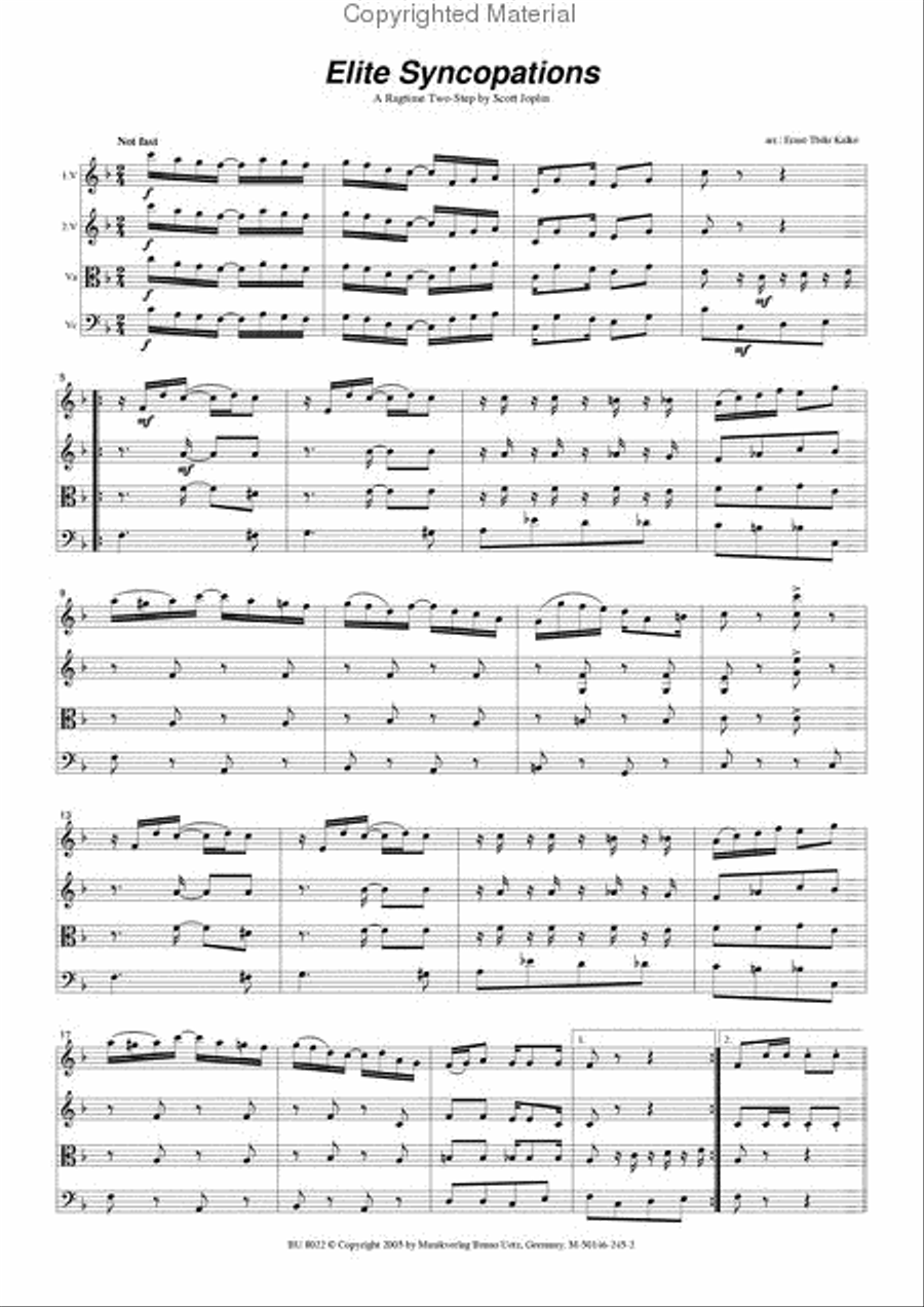 Elite Syncopations/Strenuous String Quartet scores gallery preview page 2