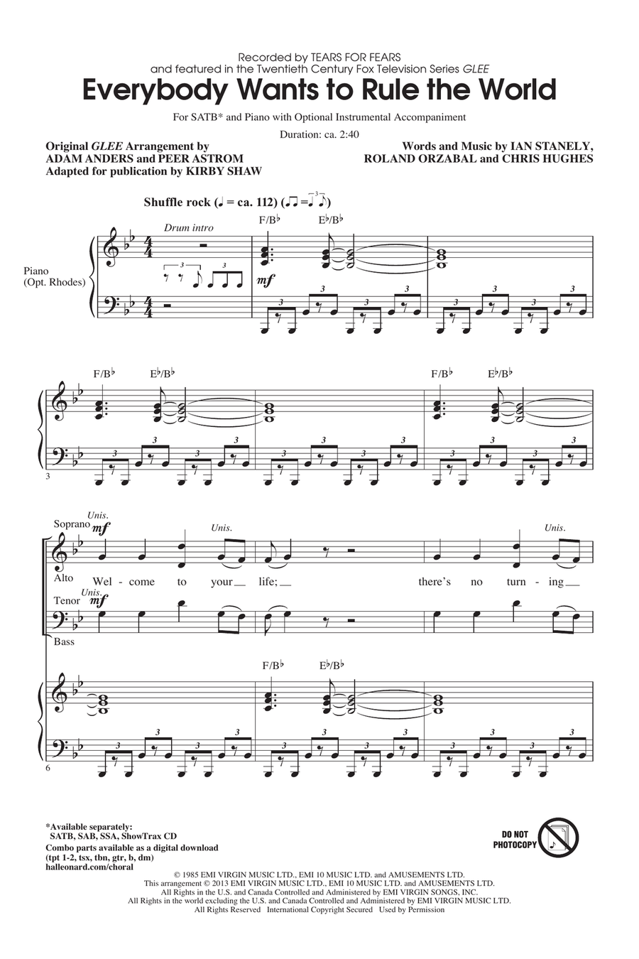 Everybody Wants To Rule The World 4-Part scores gallery preview page 1