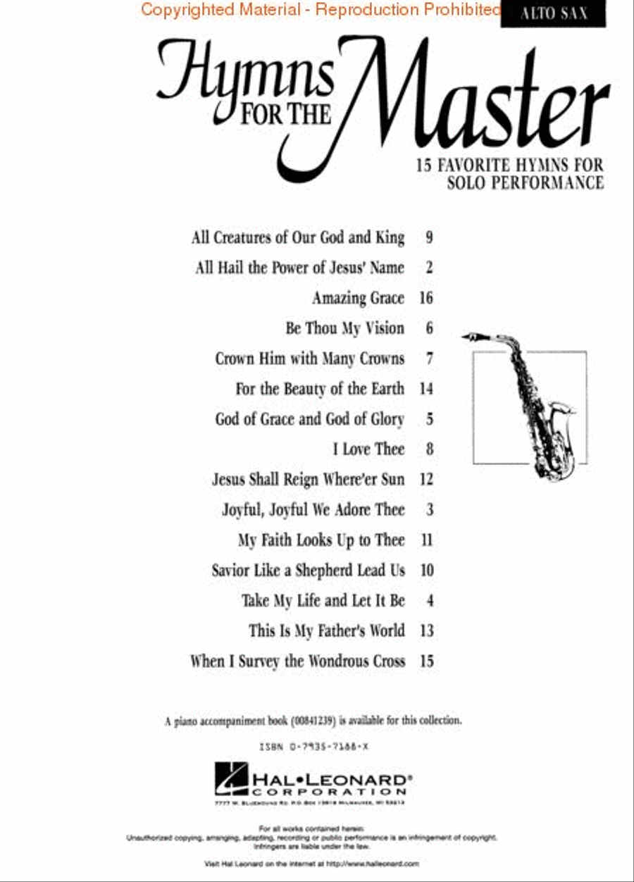 Hymns for the Master Hymns for the Master Alto Saxophone scores gallery preview page 2