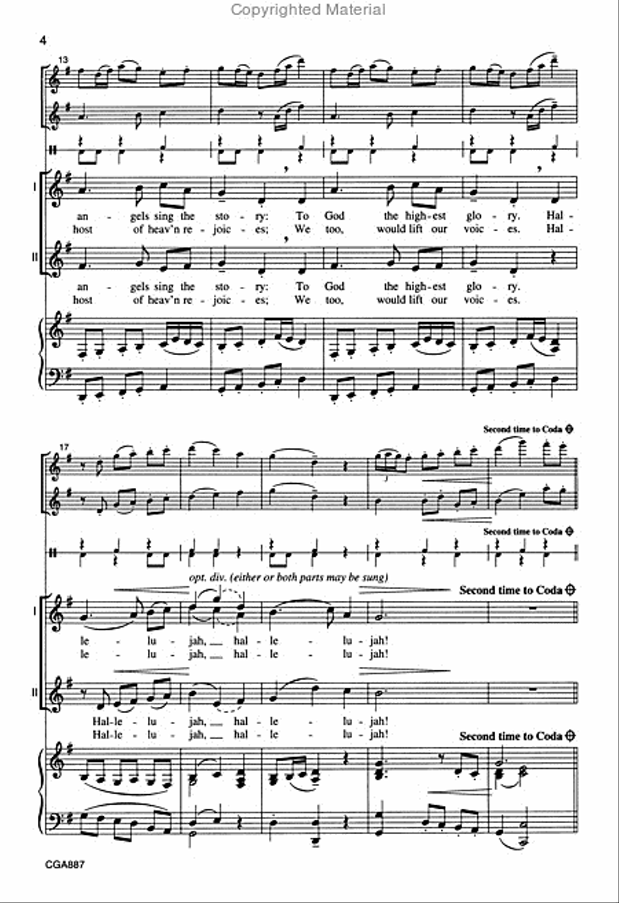 Hear Now the Angels Singing Unison Choir scores gallery preview page 4