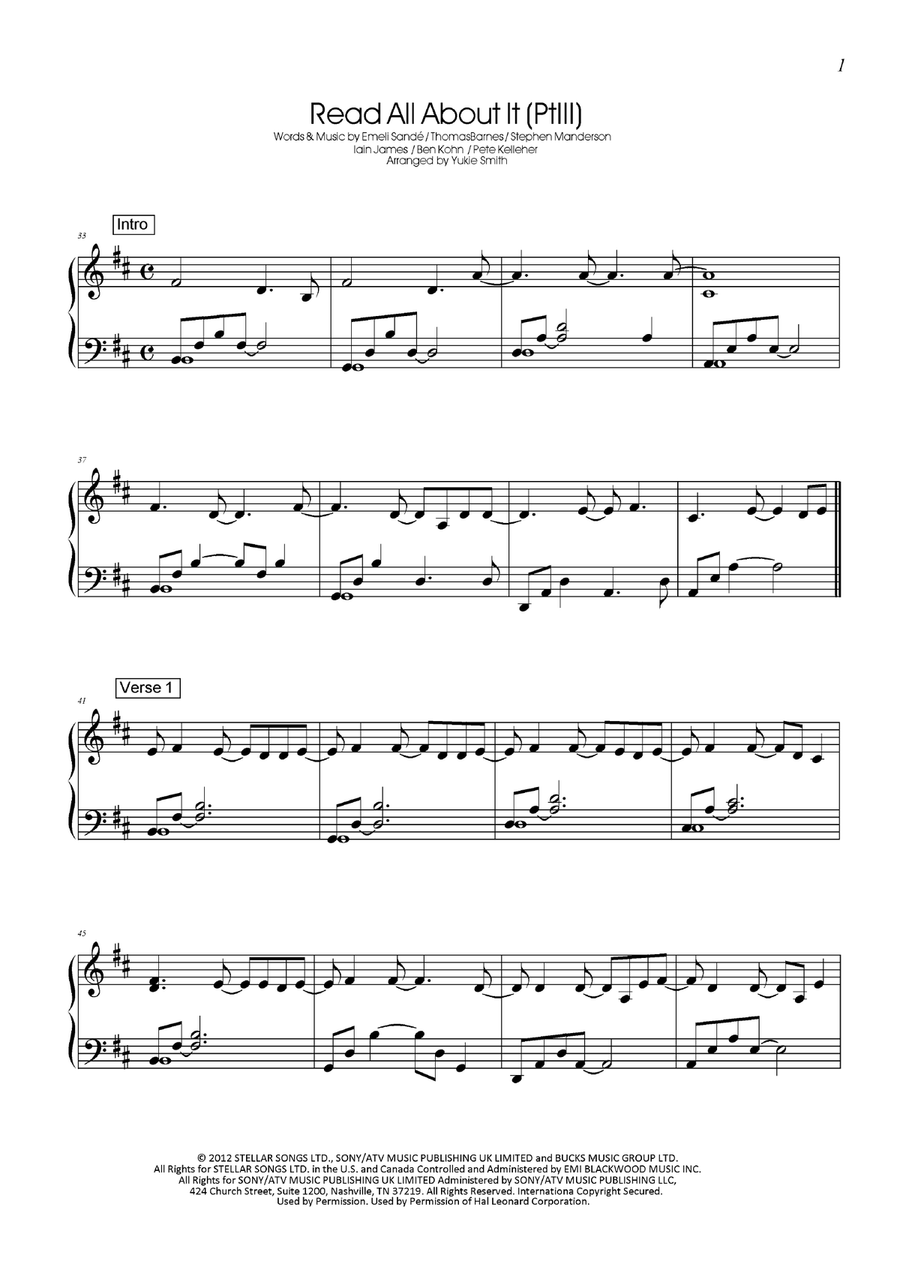 Read All About It, Part III Piano Solo scores gallery preview page 1