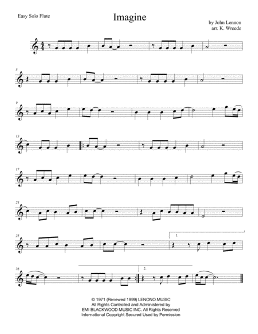 Imagine Flute Solo scores gallery preview page 1