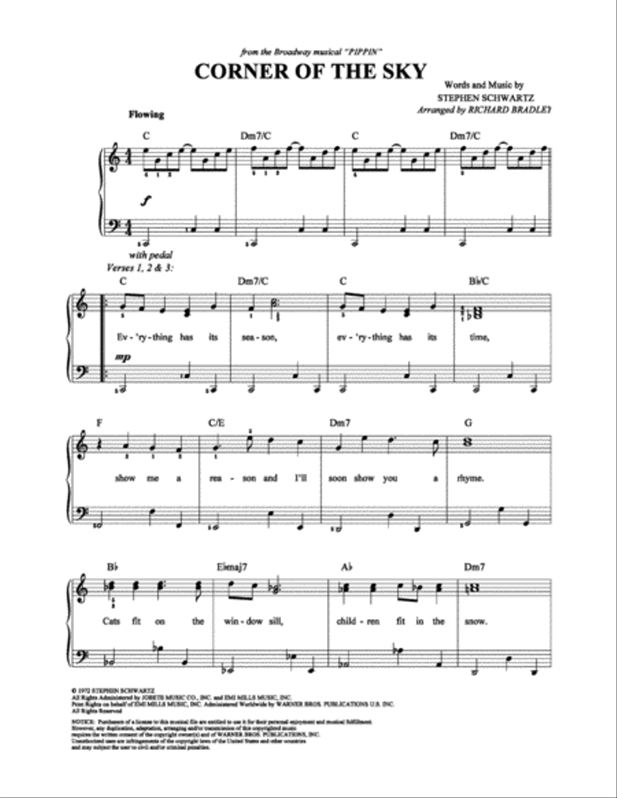 Corner of the Sky Easy Piano scores gallery preview page 1